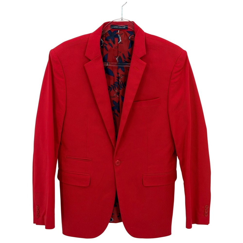 Suslo Couture Blazer Mens Medium Red Slim Fit Preppy Office Festive Holiday Work